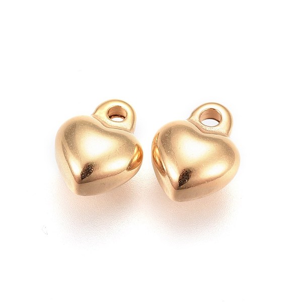 

PandaHall 304 Stainless Steel Charms, Puffed Heart, Golden, 9x7x4~4.3mm, Hole: 1.5mm 304 Stainless Steel Heart