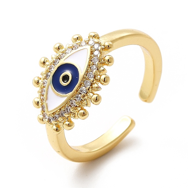 

PandaHall Enamel Evil Eye Open Cuff Ring with Cubic Zirconia, Brass Jewelry for Women, Real 18K Gold Plated, US Size 7 1/4(17.5mm)...