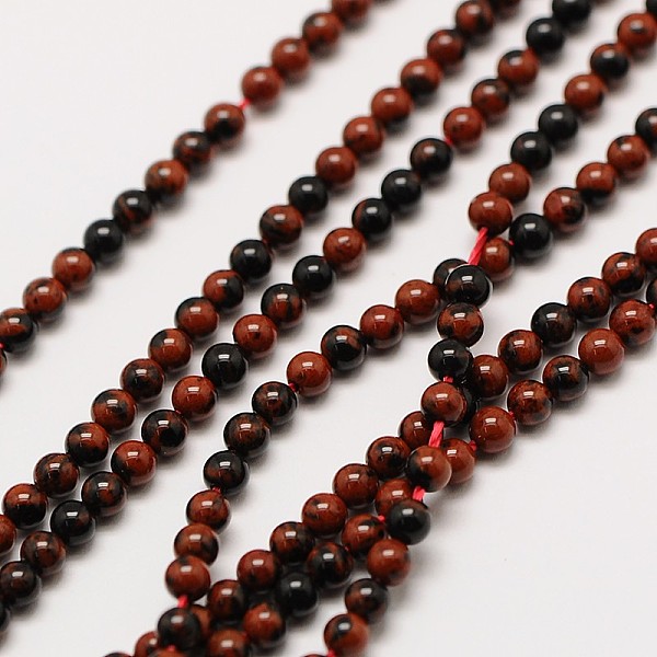 

PandaHall Natural Mahogany Obsidian Bead Strands, Round, 2mm, Hole: 0.8mm, about 184pcs/strand, 16 inch Mahogany Obsidian Round