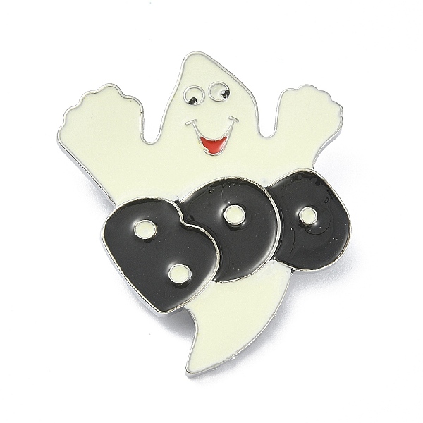 

PandaHall Alloy Glass Rhinestone Brooches, Enamel Pins, for Halloween, Ghost, 44.5x38.5x7.6mm Alloy+Rhinestone Ghost