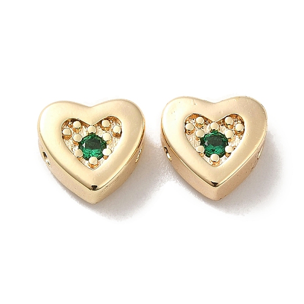 

PandaHall Real 18K Gold Plated Brass Beads, with Glass, Heart, Dark Green, 7x7.5x3.5mm, Hole: 1mm Brass+Glass Heart