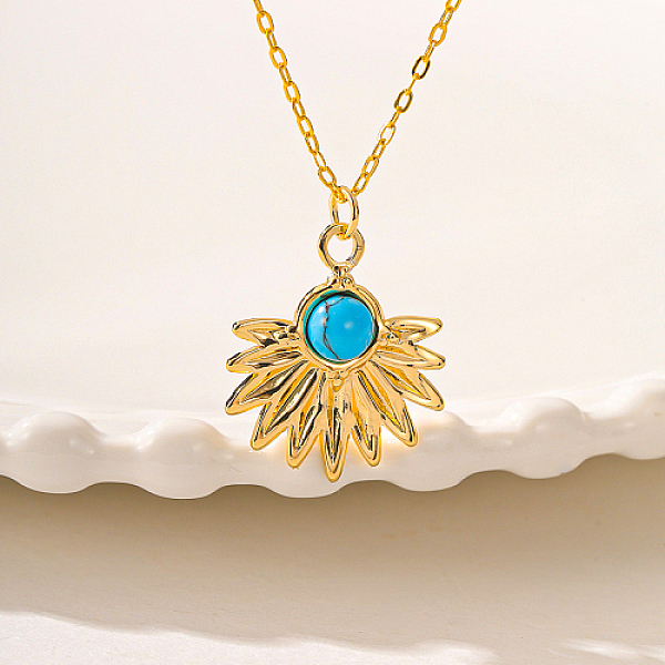 

PandaHall Brass Pendant Necklaces, Flower, Real 18K Gold Plated, 17.91 inch(455mm) Brass Flower