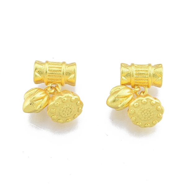 

PandaHall Lotus Pod & Bud Rack Plating Brass Pendants, Nickel Free, Matte Gold Color, 14mm, Hole: 2.5mm Brass Flower