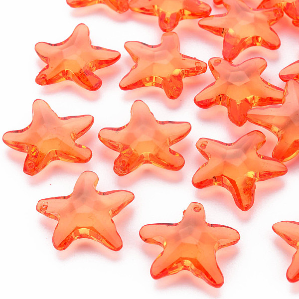 

PandaHall Transparent Acrylic Beads, Star, Coral, 28.5x29.5x7.5mm, Hole: 1.8mm, about 189pcs/500g Acrylic Star Red