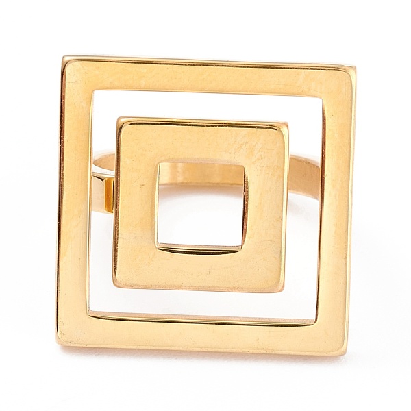 

PandaHall Ion Plating(IP) Unisex 304 Stainless Steel Finger Rings, Square, Golden, Size 7, 3mm, Inner Diameter: 17.3mm 304 Stainless Steel
