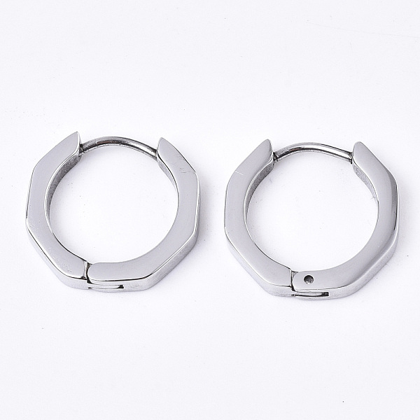 

PandaHall 304 Stainless Steel Huggie Hoop Earrings, Ring, Stainless Steel Color, 16x17x3mm, Pin: 1mm 304 Stainless Steel Ring