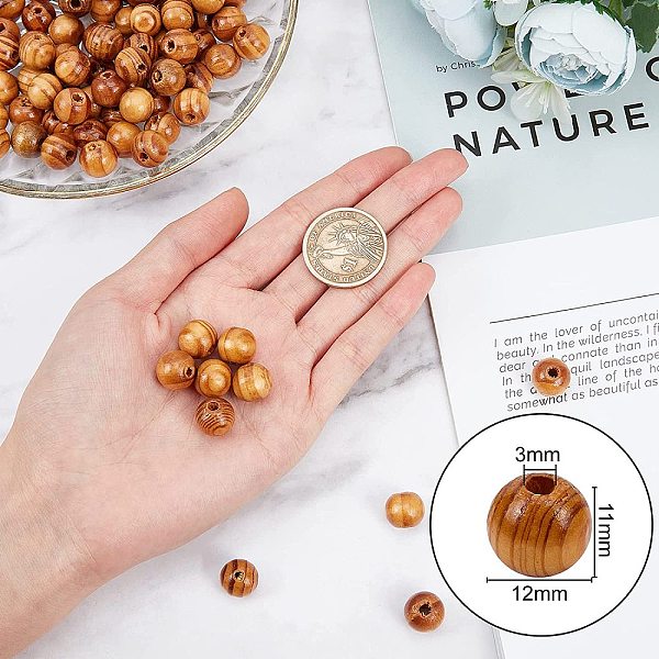 

PandaHall OLYCRAFT 100pcs Natural Wood Beads 12mm Pinewood Beads Round Loose Wood Beads Burlywood Spacer Beads for Craft Making DIY Jewelry..., Orange