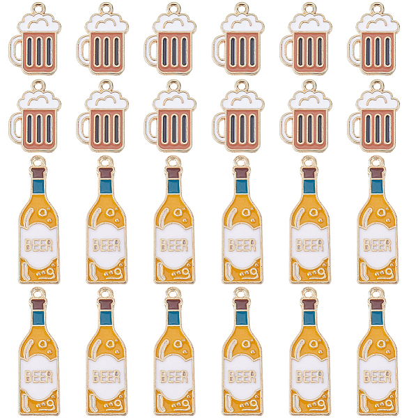 

PandaHall SUNNYCLUE 40Pcs 2 Styles Alloy Enamel Pendants, Beer & Beer Glass, Goldenrod, 19~33.5x10.5~13x1.2~1.5mm, Hole: 1.6mm, 20pcs/style..., Gold