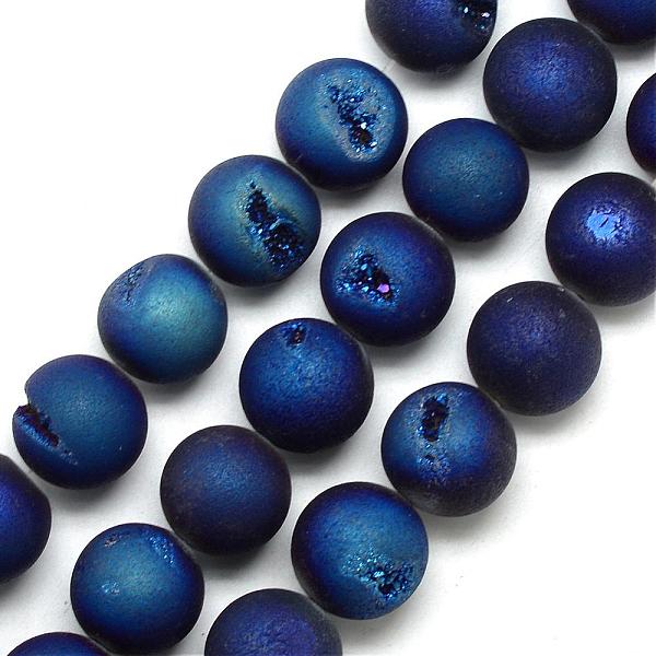 

PandaHall Electroplated Natural Druzy Geode Agate Beads Strands, Dyed, Frosted, Round, Blue Plated, 18~18.5mm, Hole: 2mm, about 22pcs/strand...