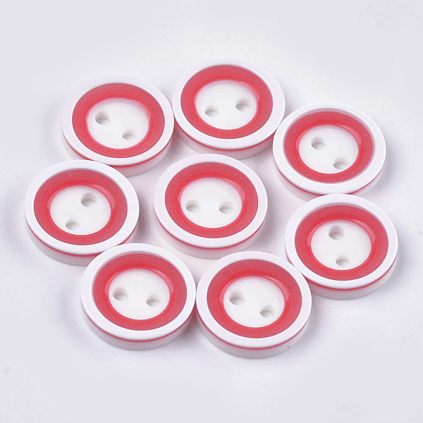 

PandaHall Resin Buttons, 2-Hole, Flat Round, Red, 12.5~13x2.5mm, Hole: 1.6mm, about 1000pcs/bag Resin Flat Round Red