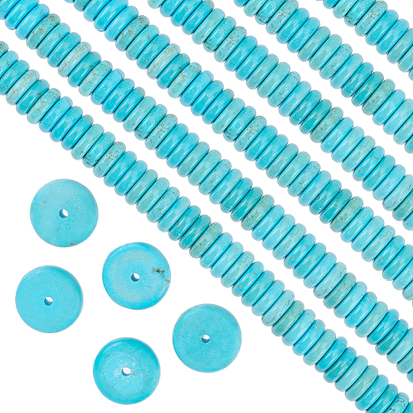 

PandaHall SUNNYCLUE 1 Strand Natural Howlite Beads Strands, Dyed & Heated, Flat Round/Disc, Turquoise, 10x3mm, Hole: 1mm, about 82pcs/strand..., Green