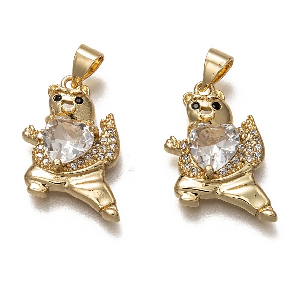 

PandaHall Brass Micro Pave Cubic Zirconia Pendants, Long-Lasting Plated, Real 18K Gold Plated, Inlay Bear Shape, White, 18.5x13.5x5mm, Hole...