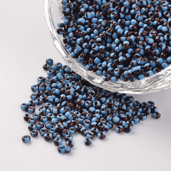 

PandaHall 12/0 Opaque Colours Seep Glass Beads, Round Seed Beads, Sky Blue, 1.5~2x2mm, Hole: 0.5mm, about 22500pcs/450g Glass
