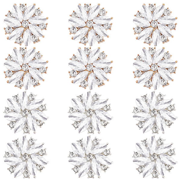 

PandaHall AHADERMAKER 12 Colors 2 Colors Alloy Rhinestone Shank Buttons, 1-Hole, Flower, Platinum & Light Gold, 20x8mm, Hole: 2.5mm..., Clear