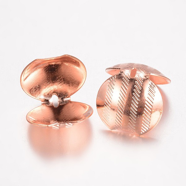 

PandaHall Brass Bead Tips, Calotte Ends, Clamshell Knot Cover, Rose Gold, 16x15mm, Hole: 1x3mm Brass