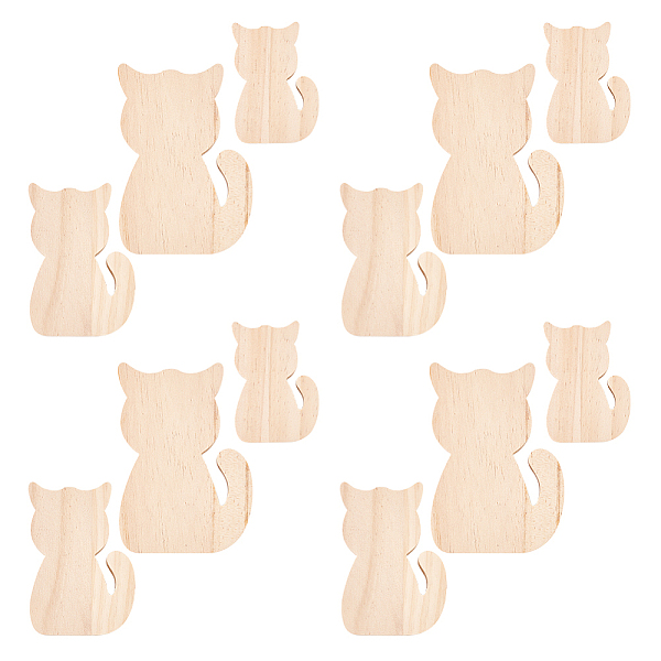 PandaHall Wood Serving Tray, for Serving Breakfast, Appetizers, Cheese, Tea, Coffee, Cat, 77~127x55~90x18mm, 3 style, 4pcs/style, 12pcs/set...