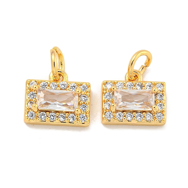 

PandaHall Brass Micro Pave Clear Cubic Zirconia Pendants, Rectangle, with Jump Ring, Real 18K Gold Plated, 8x10x4mm, Hole: 3mm Brass+Cubic...