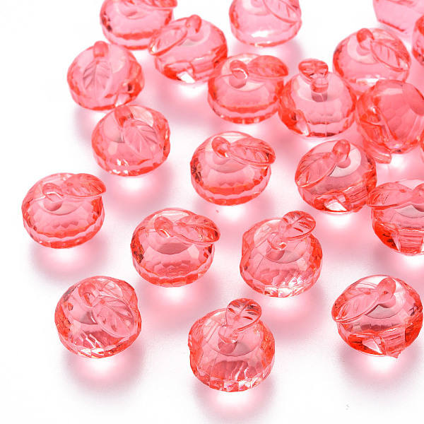 

PandaHall Transparent Acrylic Pendants, Faceted, 3D Apple, Salmon, 17.5x19x18mm, Hole: 2mm, about 173pcs/500g Acrylic Fruit Red