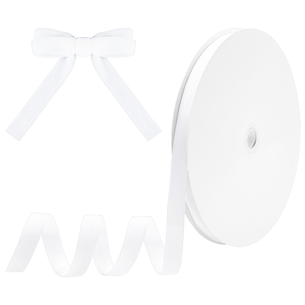 

PandaHall Chinlon Ribbon, Single Face, Flocky, Flat, White, 15~17mm, 25 yards/roll Cloth None White
