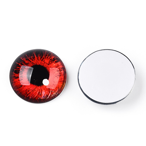 

PandaHall Glass Cabochons, Half Round with Eye, Red, 20x6.5mm Glass Half Round Red