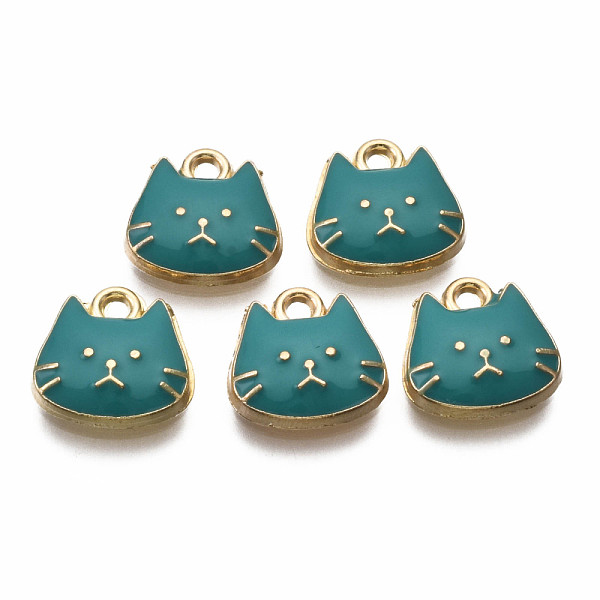 

PandaHall Alloy Enamel Charms, Light Gold, Cadmium Free & Nickel Free & Lead Free, Cat, Dark Cyan, 11.5x11.5x3mm, Hole: 1.4mm Alloy+Enamel...
