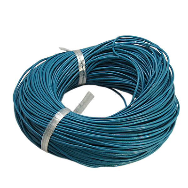 

PandaHall Cowhide Leather Cord, Leather Jewelry Cord, Jewelry DIY Making Material, Round, Dyed, Deep Sky Blue, 2mm Cowhide Round Blue