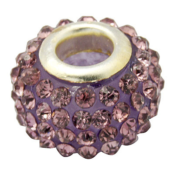 

PandaHall Resin Rhinestone Beads, with Silver Color Brass Double Cores, Grade A, Rondelle, Light Amethyst, 10x7mm, Hole: 2.5mm..., Purple