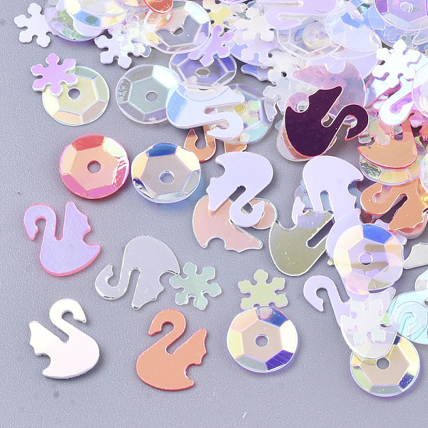 

PandaHall Ornament Accessories, PVC Plastic Paillette/Sequins Beads, Snowflake & Swan & Flat Round, Coral, 5~8x4.5~8x0.4mm, Hole: 1.2mm PVC..., Red
