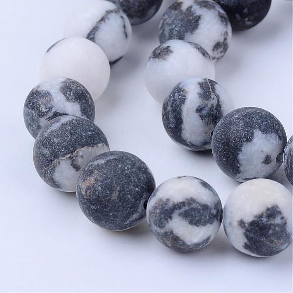 

PandaHall Natural Zebra Jasper Beads Strands, Frosted, Round, 8~8.5mm, Hole: 1mm, about 47pcs/strand, 15.5 inch Zebra Jasper Round