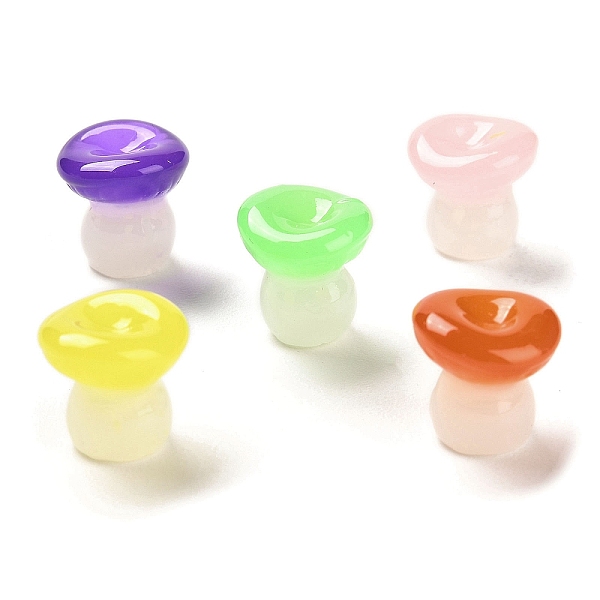 

PandaHall Luminous Resin Mushroom Ornament, Glow in the Dark Mushroom for Desk Decoration, Mixed Color, 11x11x11mm Resin Mushroom Multicolor