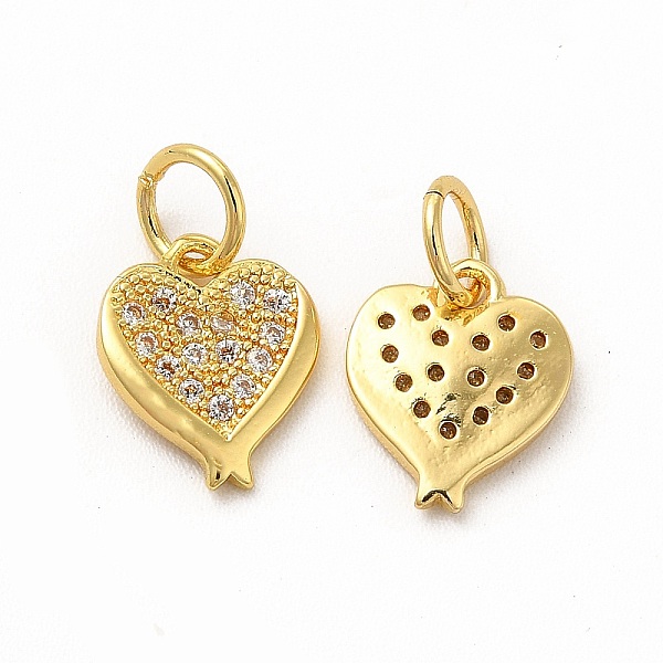 

PandaHall Rack Plating Brass Micro Pave Cubic Zirconia Charms, with Jump Ring, Real 18K Gold Plated, Long-Lasting Plated, Heart Charm, Real..., Clear