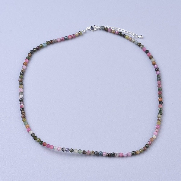 

PandaHall Natural Tourmaline Beaded Necklaces, with Brass Lobster Claw Clasps, Faceted Round Beads, 16.5 inch~16.7 inch(42~42.5cm)x2mm...