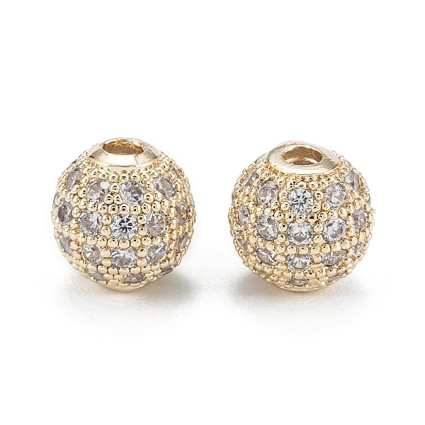 

PandaHall Brass Micro Pave Clear Cubic Zirconia Beads, Long-Lasting Plated, Round, Real 14K Gold Plated, 8mm, Hole: 1.5mm Brass+Cubic...