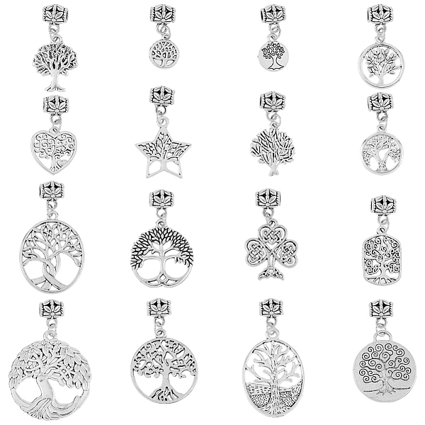

PandaHall SUPERFINDINGS 32Pcs 16 Styles Tibetan European Dangle Charms Beads Alloy Tree of Life Charm Beads Antique Silver Dangle Spacer...