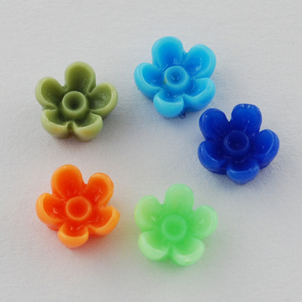 

PandaHall Resin Cabochons, Flower, Mixed Color, 6x3.5mm Resin Flower Multicolor