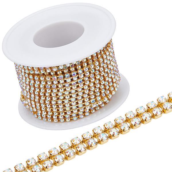 

PandaHall GORGECRAFT 4.5m Rhinestone Chain Sparkling Crystal Rhinestone Close Claw Chain Trim 4.5mm Wide Double Rows Rhinestone Cup Chain..., Clear