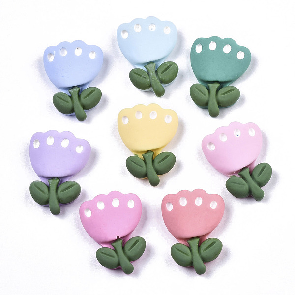 

PandaHall Opaque Resin Cabochons, Flower, Mixed Color, 22~23x16~17x6~7mm Resin Flower Multicolor