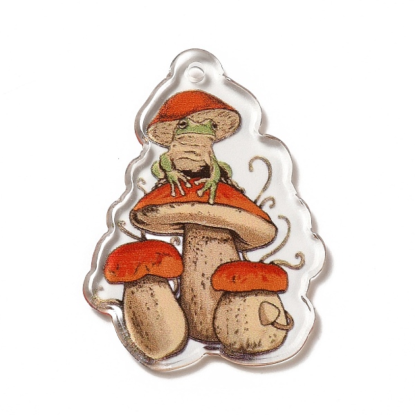 

PandaHall Printed Transparent Acrylic Pendants, Mushroom Charm, Mushroom Pattern, 37x27x2mm, Hole: 2mm Acrylic Mushroom