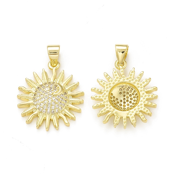 

PandaHall Rack Plating Brass Micro Pave Clear Cubic Zirconia Pendants, Cadmium Free & Lead Free, Long-Lasting Plated, Sun with Moon Charm...