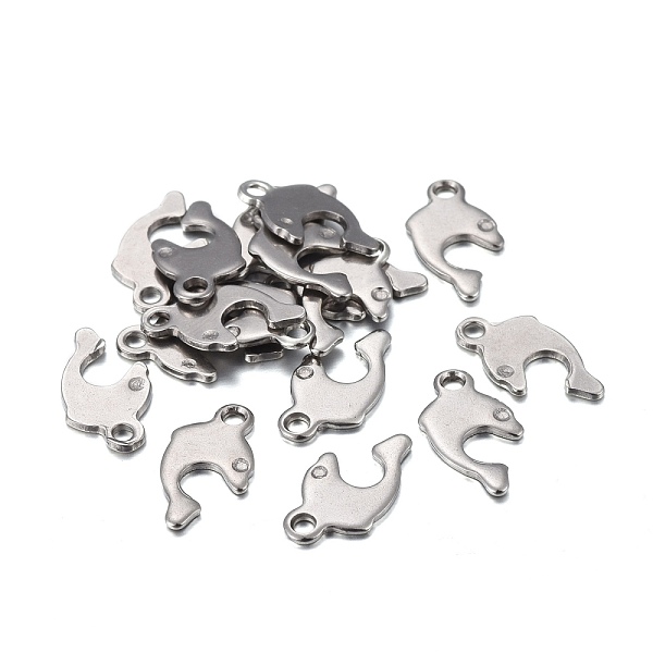 

PandaHall 201 Stainless Steel Charms, Laser Cut, Dolphin, Stainless Steel Color, 12x7x0.7mm, Hole: 1.4mm 201 Stainless Steel Dolphin