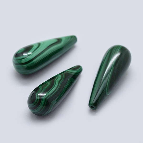 

PandaHall Natural Malachite Beads, Half Drilled, teardrop, 28x10mm, Hole: 1mm Malachite Teardrop