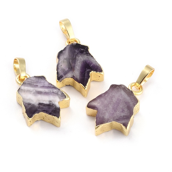

PandaHall Natural Amethyst Pendants, with Golden Brass Findings, Leaf, 18~18.5x13x5~5.5mm, Hole: 5.5x3.5mm Amethyst Leaf