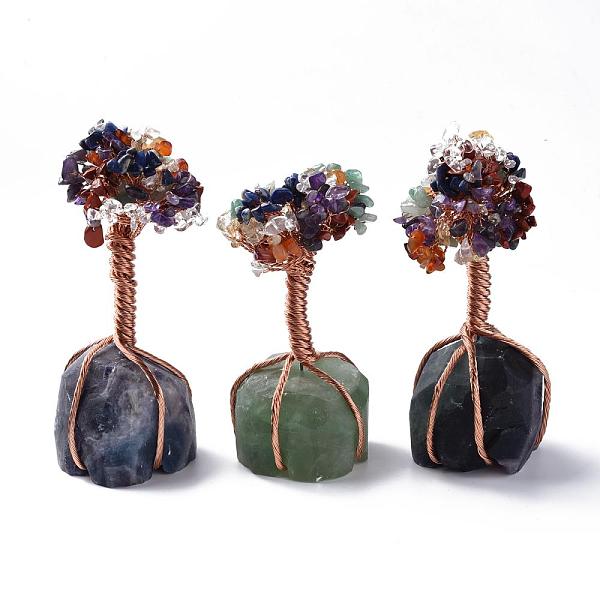 

PandaHall Natural Gemstone Chips and Fluorite Pedestal Display Decorations, Healing Stone Tree, for Reiki Healing Crystals Chakra Balancing...