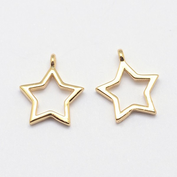

PandaHall Star Grade AAA Brass Charms, Cadmium Free & Nickel Free & Lead Free, Real 18K Gold Plated, 12x10x1.5mm, Hole: 1mm Brass Star