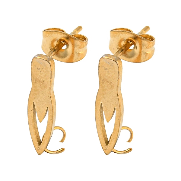 

PandaHall Ion Plating(IP) 304 Stainless Steel Stud Earring Findings, with Vertical Loop, Hollow Teardrop, Golden, 16x4mm, Hole: 3mm, Pin...