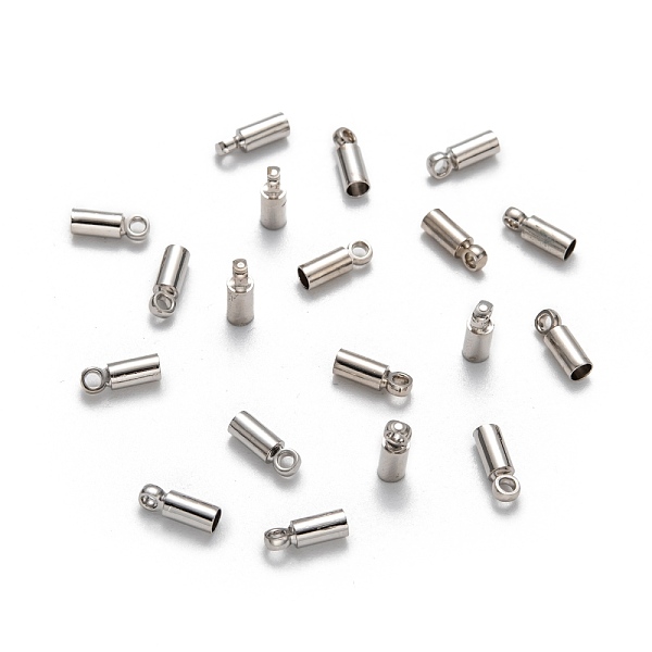 

PandaHall Brass Cord Ends, End Caps, Nickel Free, Platinum, 8x2.8mm, Hole: 1.5mm, 2mm inner diameter Brass