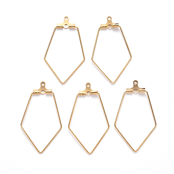 

PandaHall Vacuum Plating 304 Stainless Steel Wire Pendants, Hoop Earring Findings, Polygon, Golden, 24 Gauge, 35.5x22.5x0.5mm, Hole: 1mm 304...