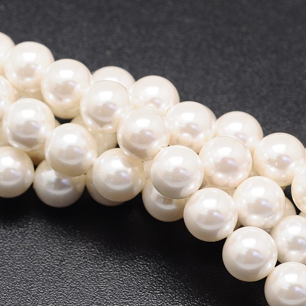 

PandaHall Shell Pearl Beads Strands, Round, White, 8mm, Hole: 1mm, about 49pcs/strand, 16 inch Shell Pearl Round White