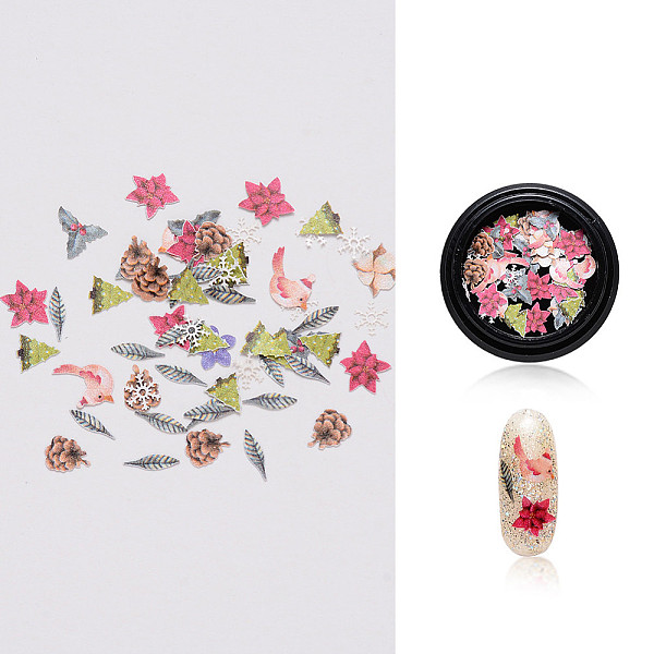 

PandaHall Paper Cabochons for Christmas, Nail Art Decorations, Mixed Shapes, Floral Pattern, 3~8x2~6x0.1mm, about 50pcs/box Paper Flower..., Multicolor