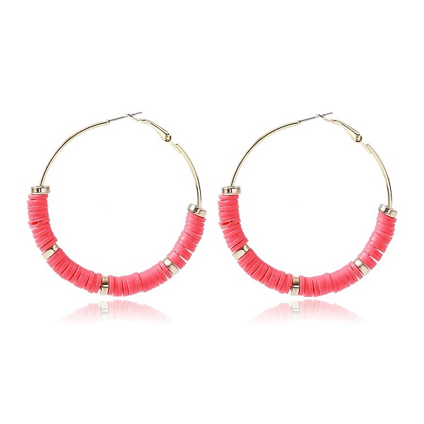 

PandaHall Bohemia Style Colorful Clay Beads Hoop Earrings, Ring Other